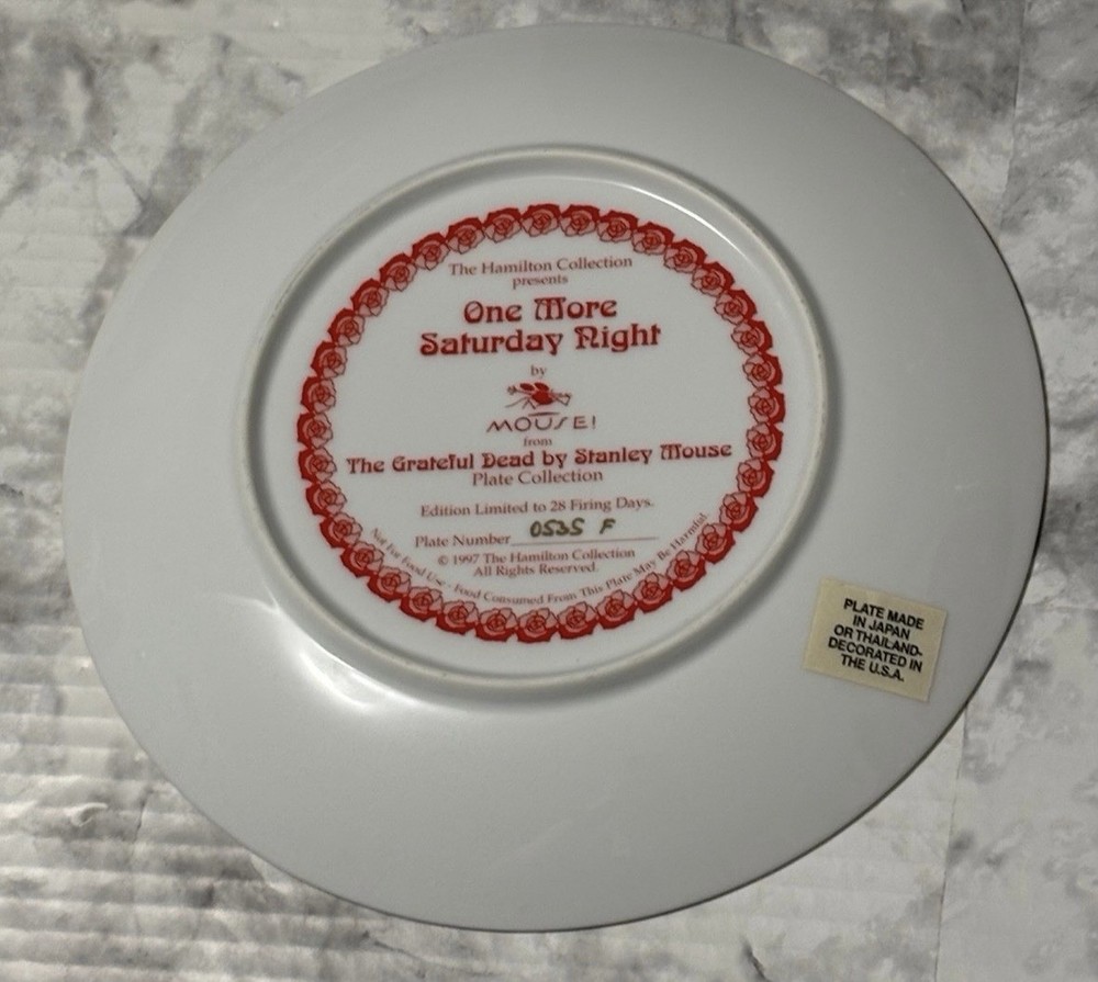 One More Saturday Night The Grateful Dead Plate