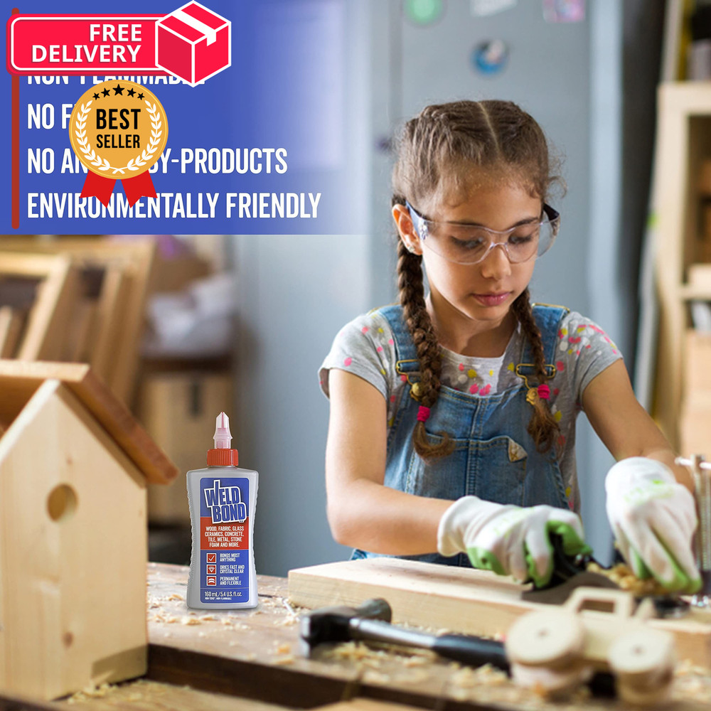 Weldbond Multi-Surface Strong Glue – Fast Drying for Wood, 1 pack, Clear