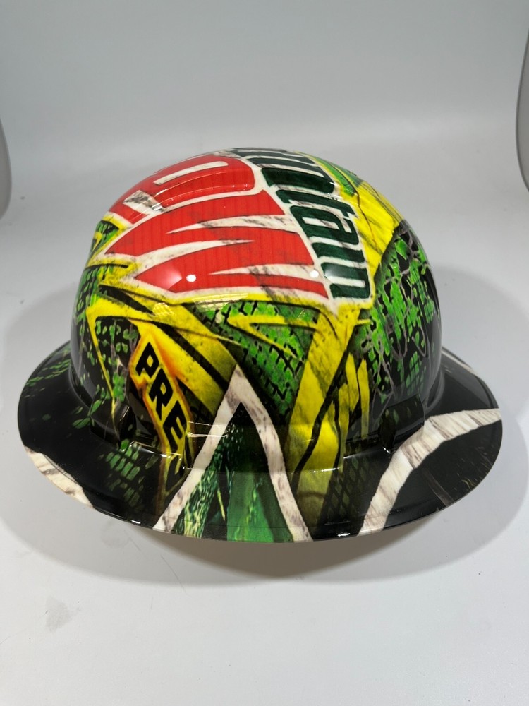 New Full Brim Hard Hat Hydro Dipped MOUNTAIN DEW