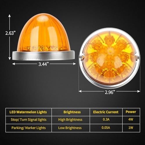 2PCS Watermelon Lights, 17 LED Dual Function Watermelon Light Lens with Amber