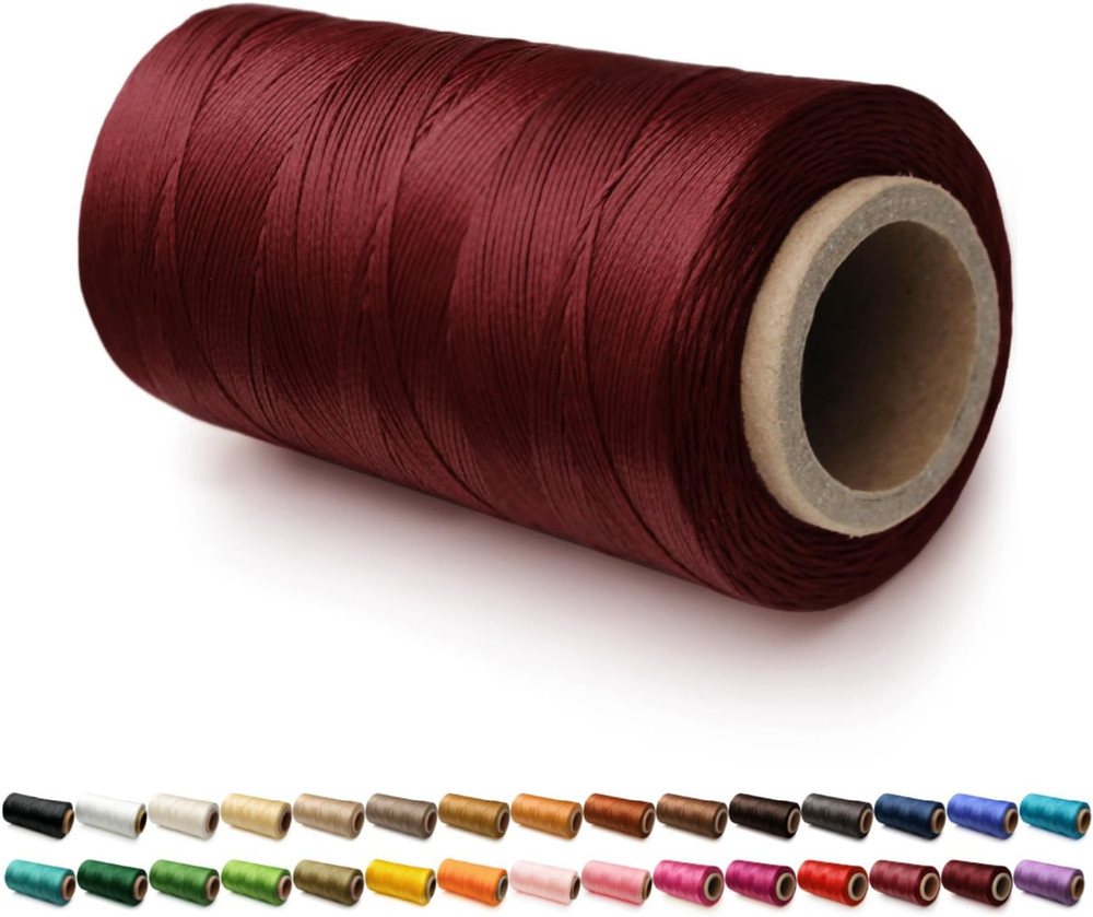 Flat Waxed Thread for Leather Sewing String Polyester Cord Stitching Bookbinding