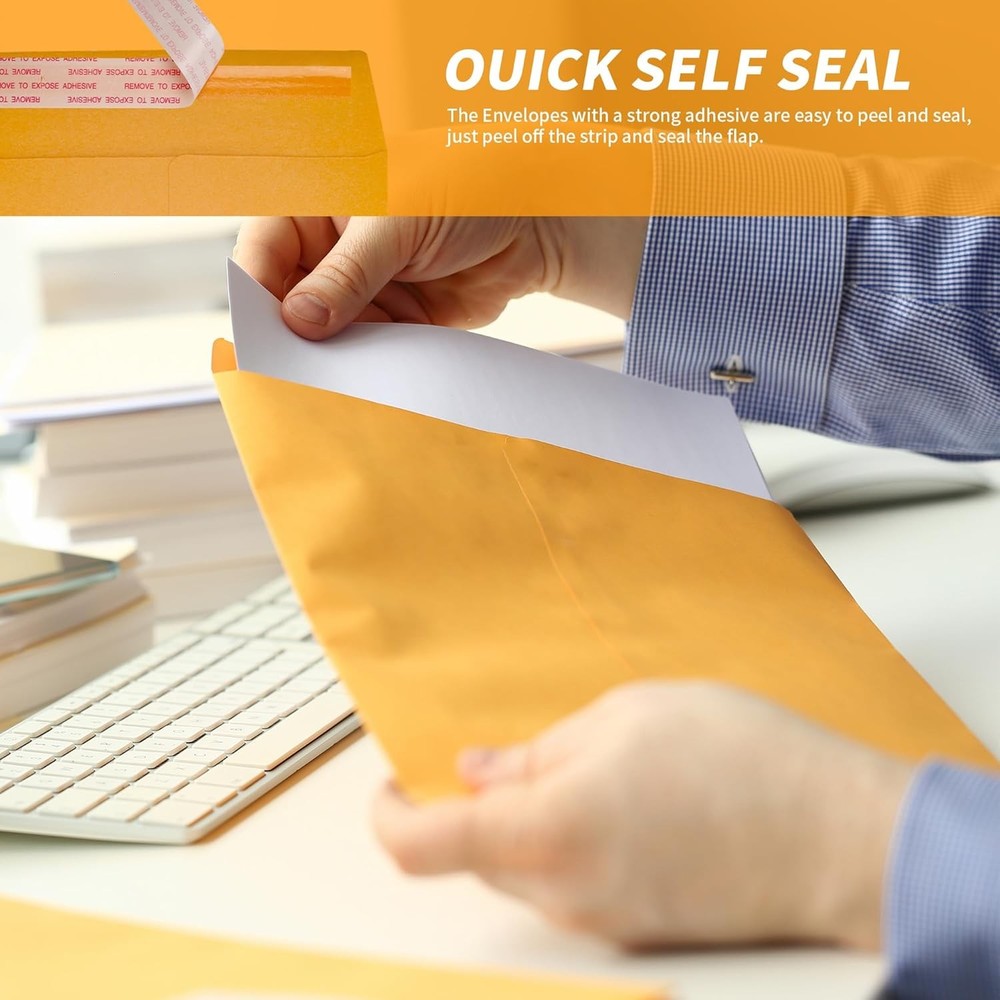 100 Pack 6x9" Kraft Catalog Mailing Envelopes Mailers Peel Self Seal