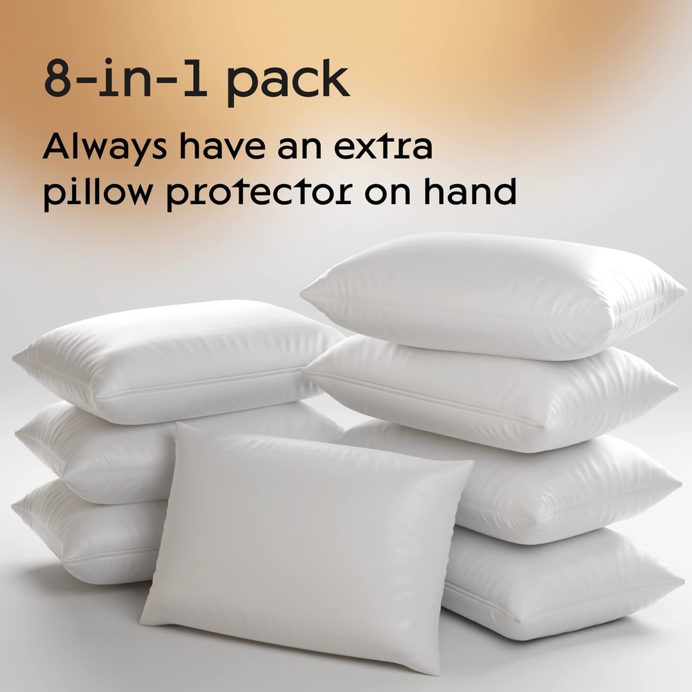 Tight Weave Pillow Covers, 8 Pack, Zippered, 20x26, White