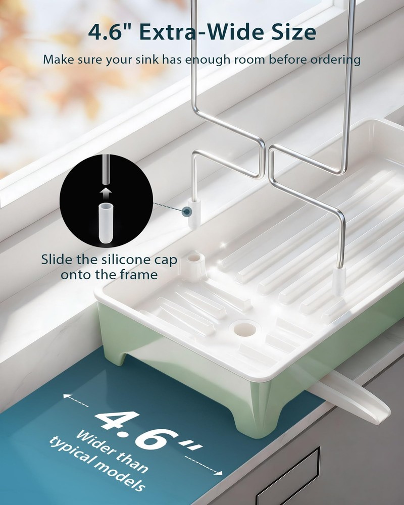 Caumic Minimalist Sink Caddy, Rustproof Sponge Holder for Kitchen Mint Green