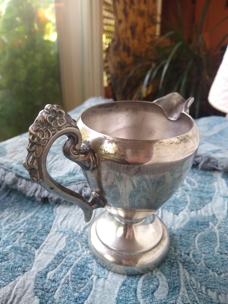 1900-1940 Silver-Plated Creamer Ornate Medium Weight