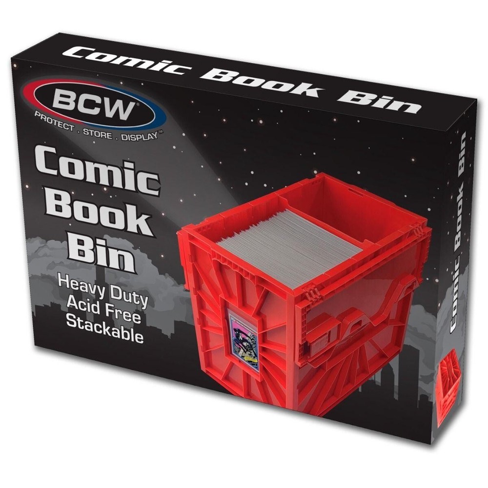 1 RED BCW Short Comic Book Bin Heavy Duty Plastic Safe Storage w/ Partition