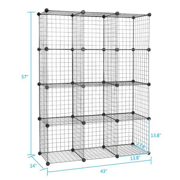 DIY Modular 12Cube Shelving Unit Modular Cubbies Mesh Grid Storage Multifunction