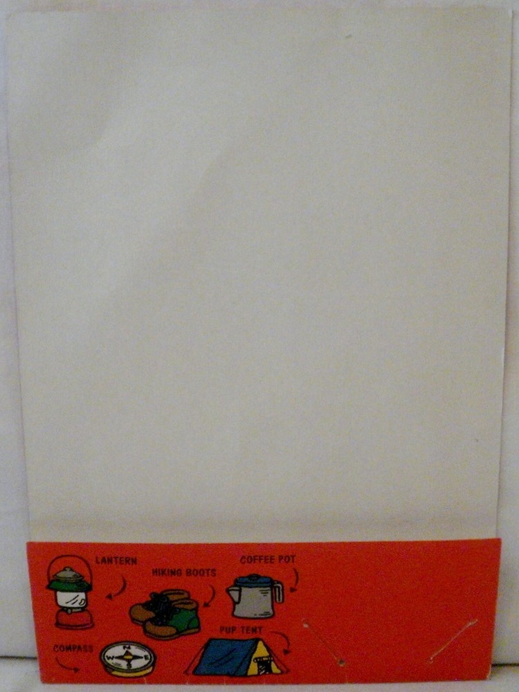 Hallmark Peanuts Camping Lined Stationery Booklet + Extra Sheets & Holder