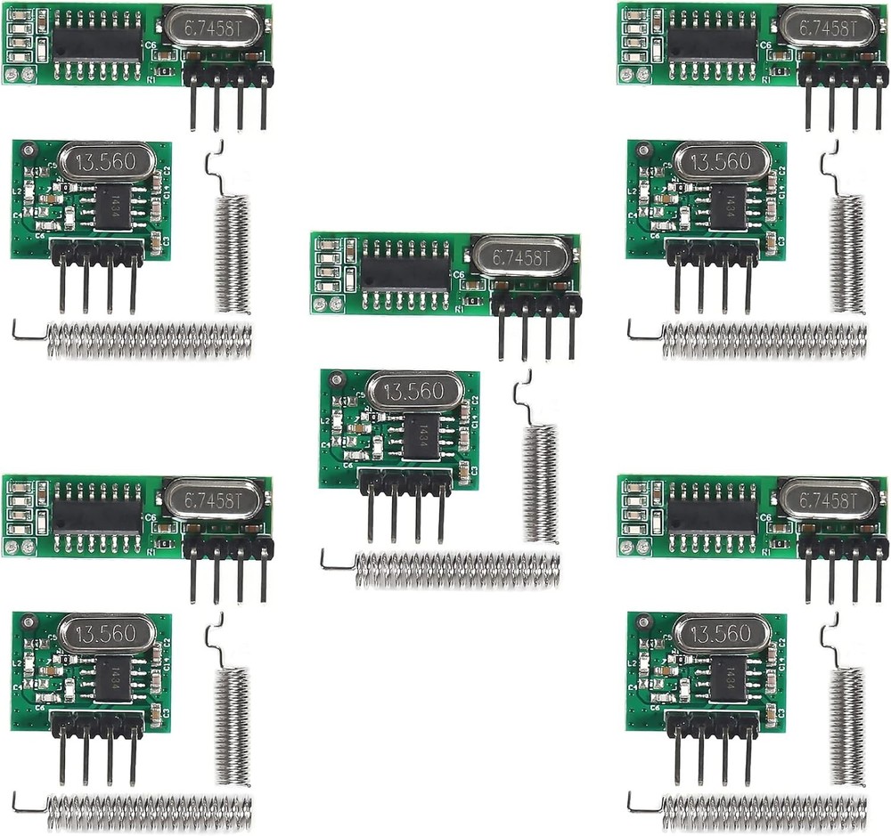 DIY 5pcs 433MHz Wireless RF Transmitter and Receiver Kit - Compact Metal Design