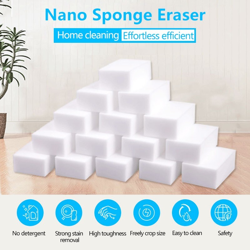 100 PCS Sponge Eraser BULK PACK Melamine Cleaning Foam 3/4" Thick Kitchen Bath