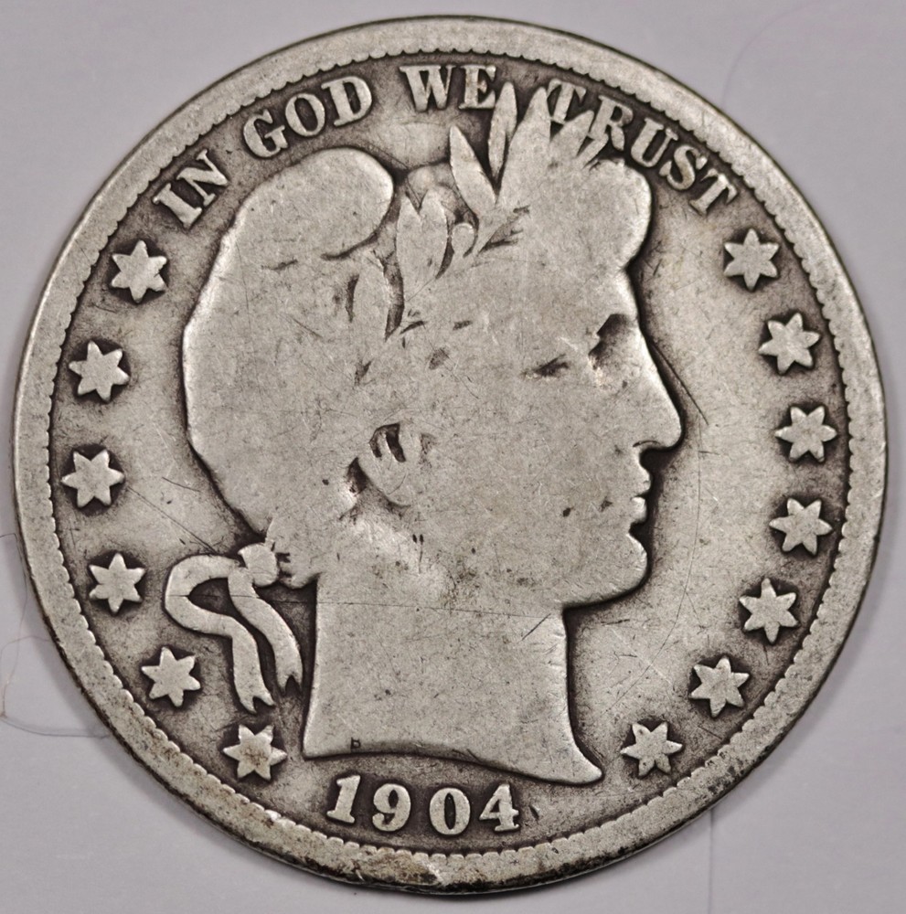1904-s Barber Half.  About Fine.  210461