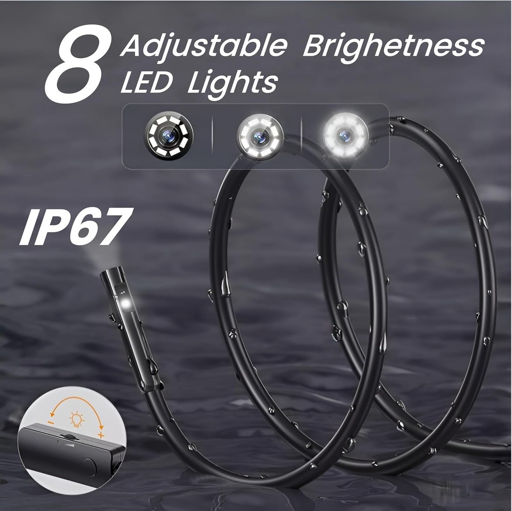 Dual-Lens Waterproof Endoscope Camera: 1920P HD, 16.5ft for iPhone & Android