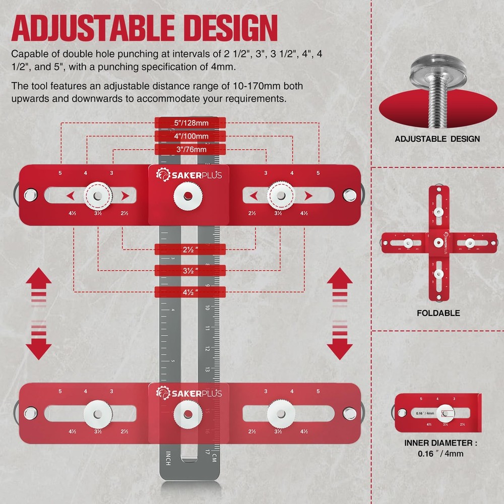 Cabinet Hardware Jig,Adjustable Cabinet Handle Template Tool for Knobs,Handle...