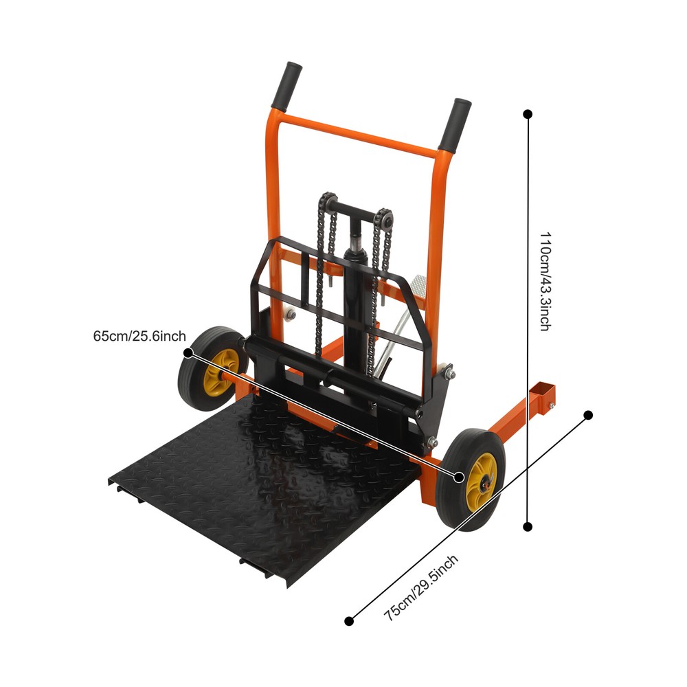 Stacker Hydraulic Material Winch Stacker 440lbs Pallet Truck Dolly Fork Lift
