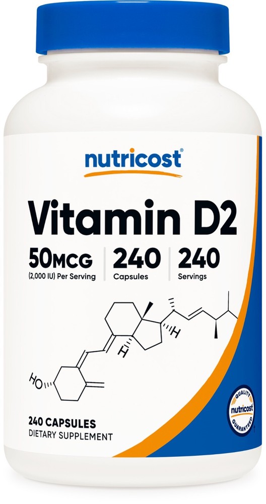 Nutricost Vitamin D2 Supplement (2000 IU) 240 Capsules