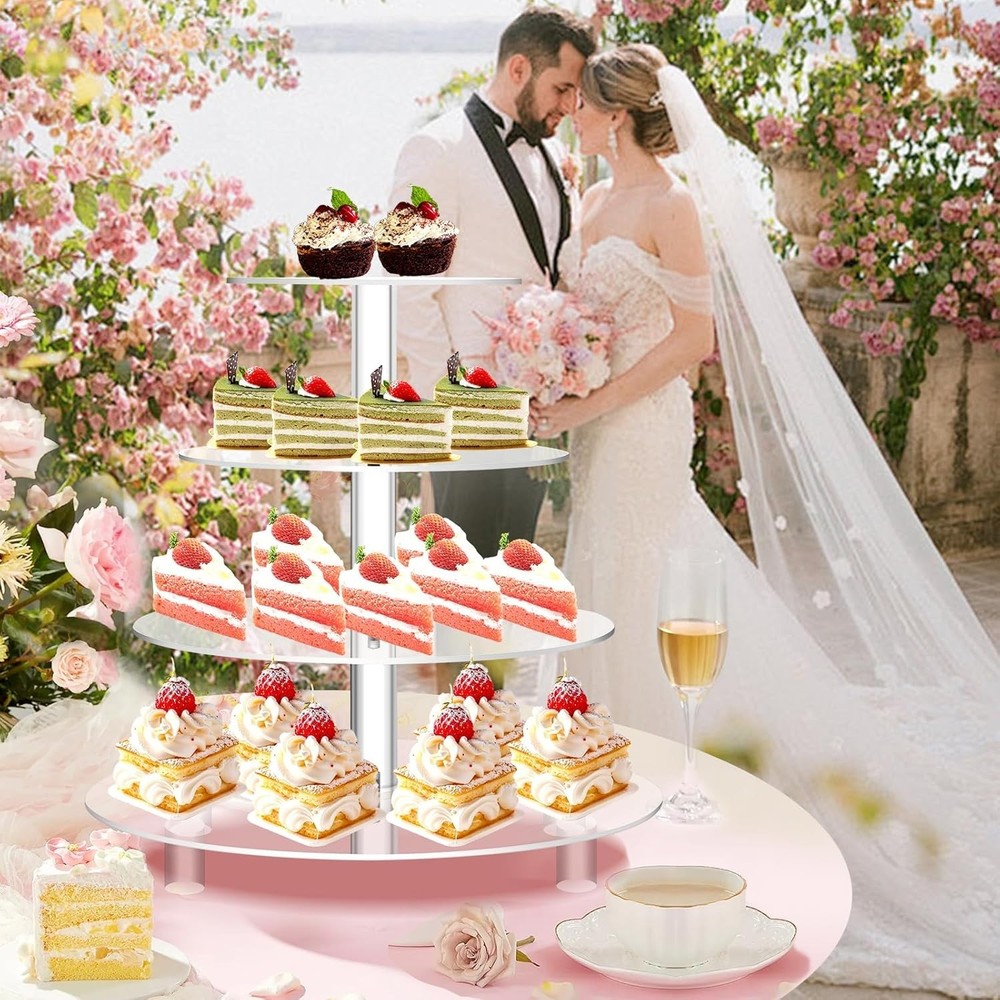 Clear Acrylic Cupcake Stand, 4 Tier Dessert Tower