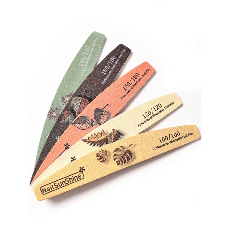 5PCS Nail Emery Boards with Double Side Grit Curved Sanding Tools Precise