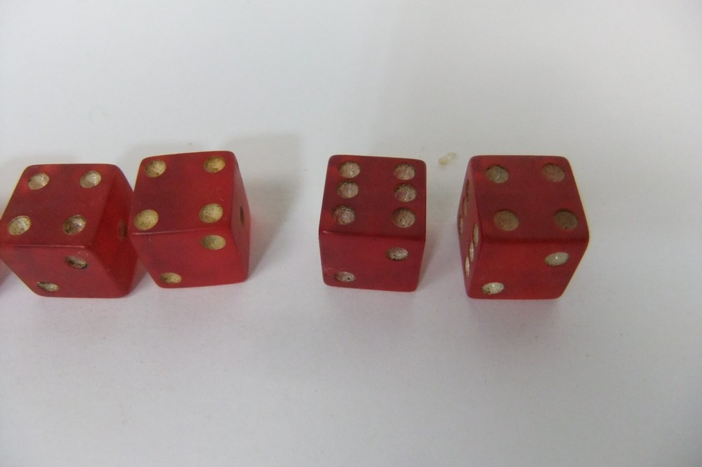 Red Translucent Bakelite Dice with Cheater Dice 1/2”