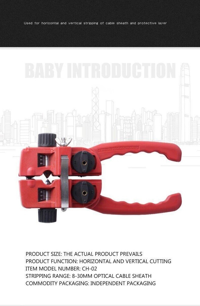 8-30mm Optical Cable Cutter Wire Stripping Machine Fiber Stripper Tool CH-02 New
