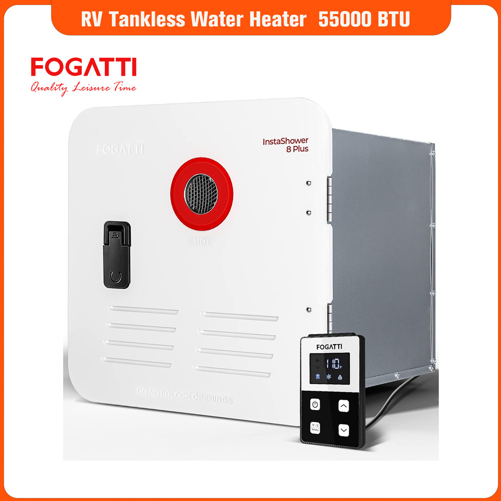 RV Tankless Water Heater Propane Gas 55,000BTU With 15 x 15 inches White Door