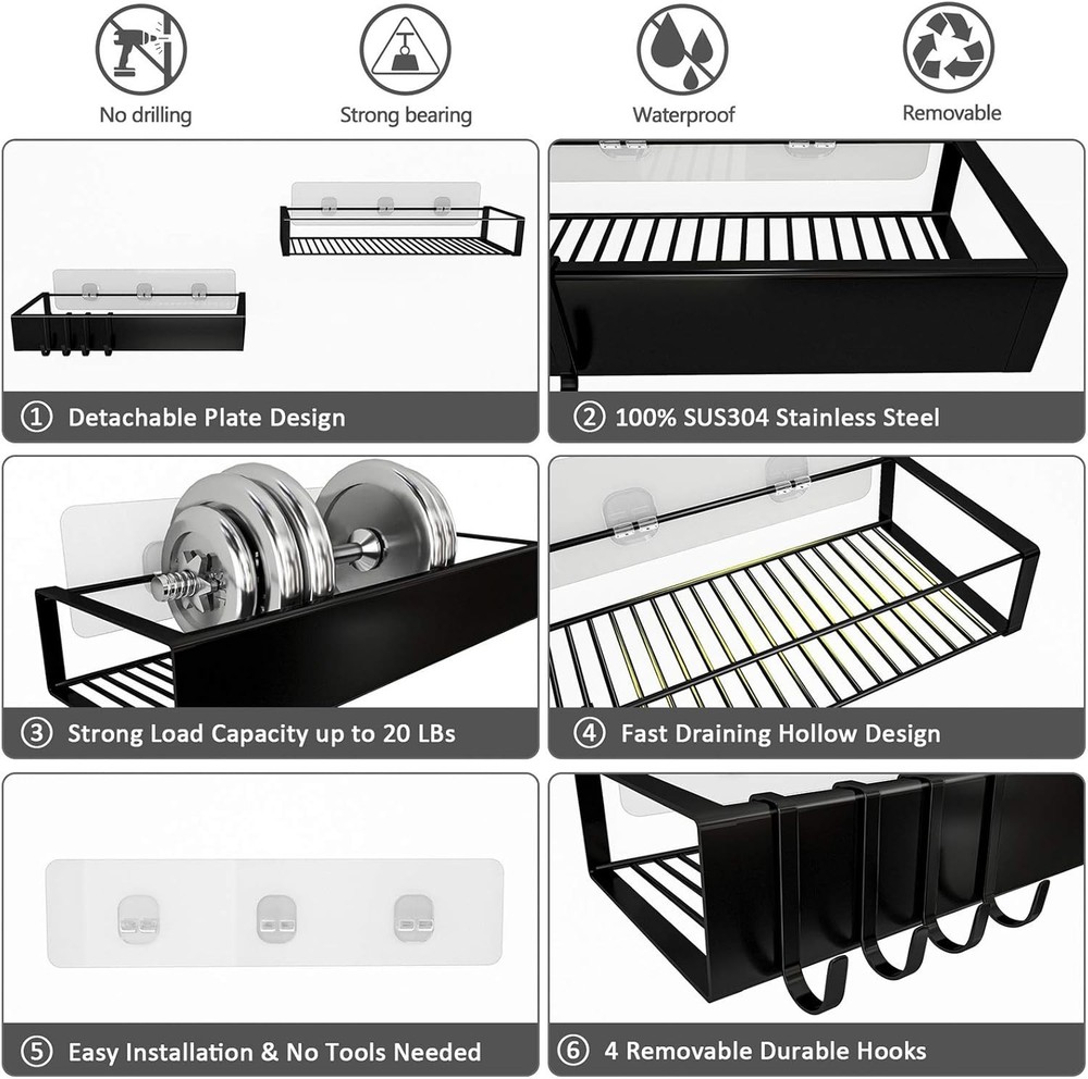 Stainless Steel Shower Caddy - Easy Install, Multi-Purpose Organizer