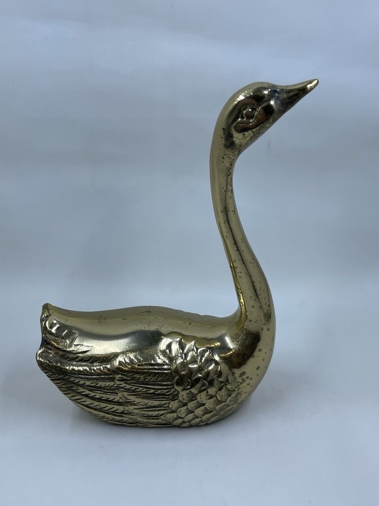 Vintage Solid Brass Swan Long Neck Figurine