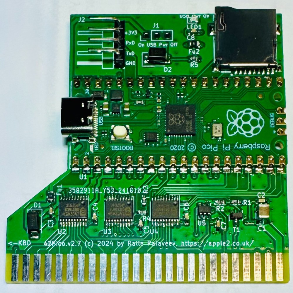 A2Pico - multifunctional Apple II peripheral card utilizing a Raspberry Pi Pico