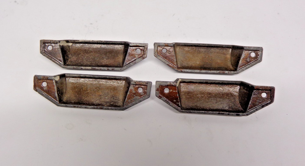 Antique Original Set of Four Cast Iron Victorian Drawer Pulls