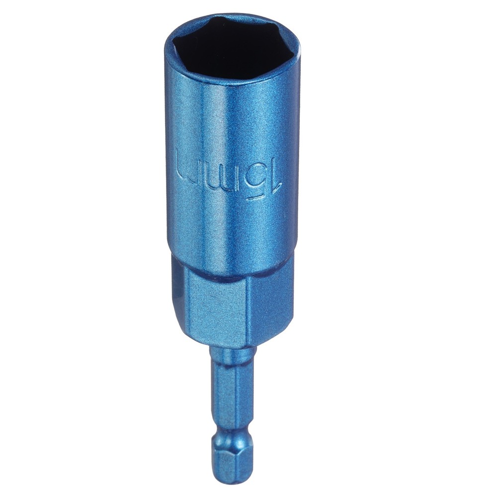 Nut Driver Drill Bit 15mm 6-Point Socket 1/4" Hex Shank Nut Setter, Blue