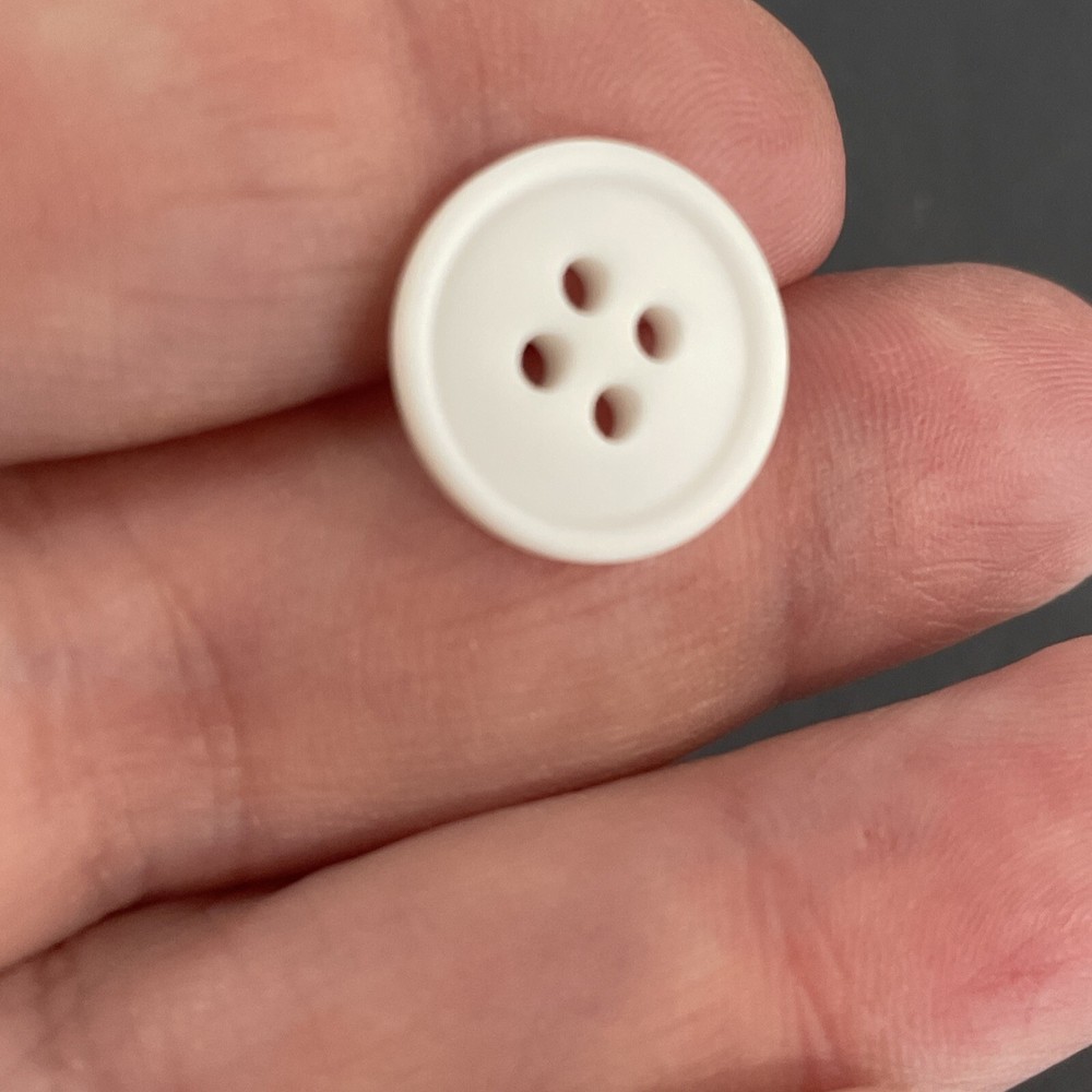 12 Buttons White Plastic 4-Hole Sew Through Sewing 9/16”