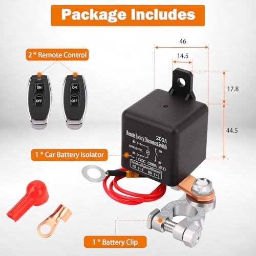 Remote Battery Disconnect Switch 12V Battery Kill Switch for Car Upgraded 200A