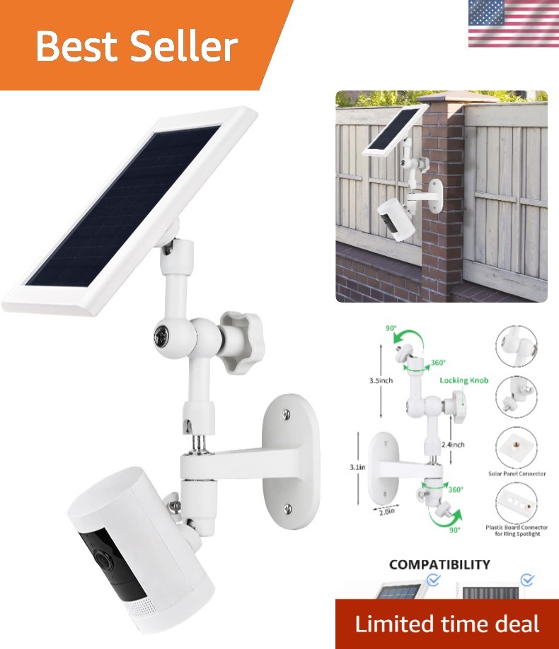 Sturdy Aluminum Wall Mount for Solar Panel & Spotlight Cam - Adjustable Design