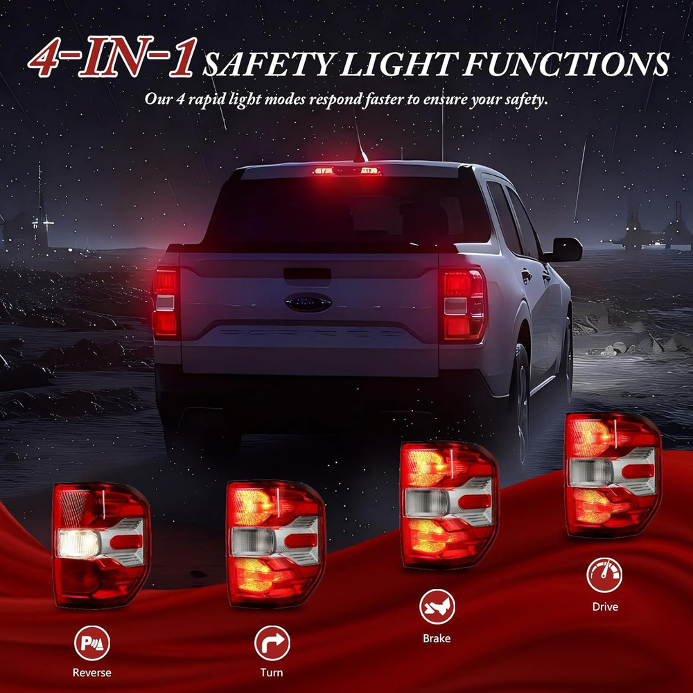 Halogen Left Tail Light without Blind Spot Compatible with Ford Maverick XL/XLT