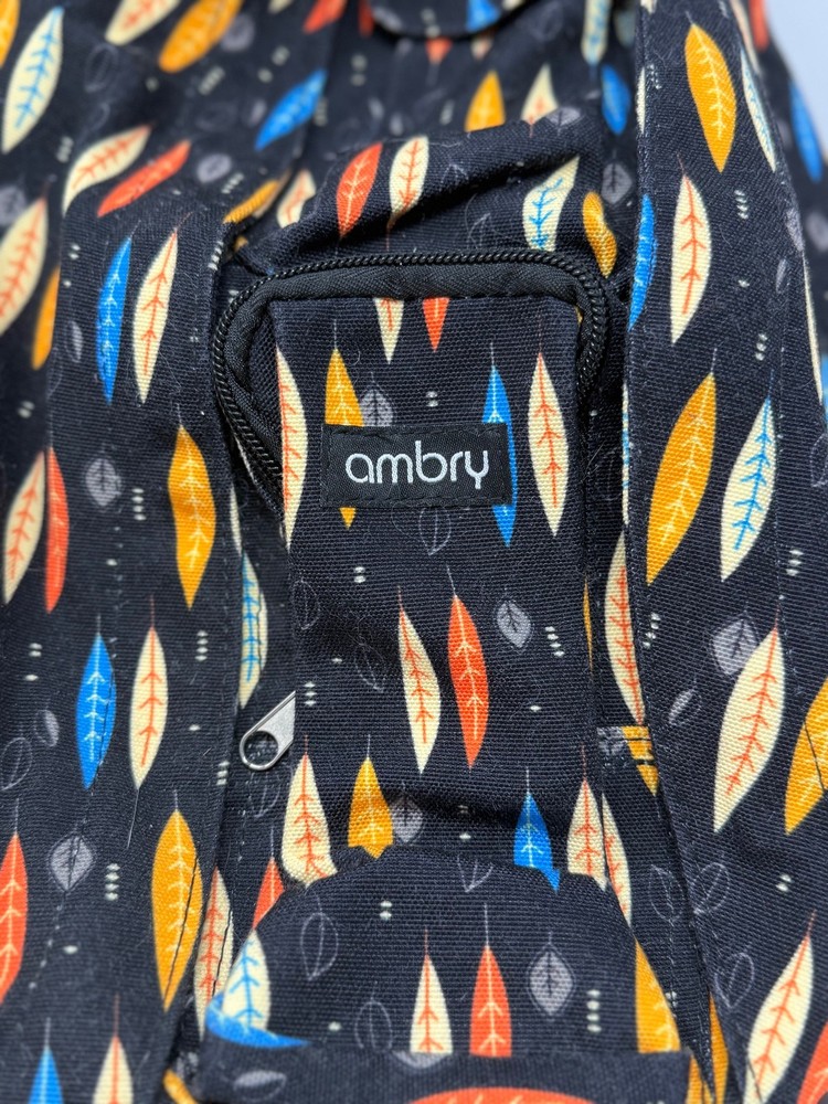 Multicolored Feather Patterned Adjustable Rope SLING BACKPACK by Ambry