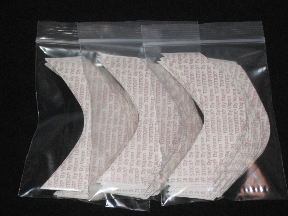 TOPSTICK Plus Custom Cut Front B Curve Tape,Clear,Double-Sided 75 Strips.