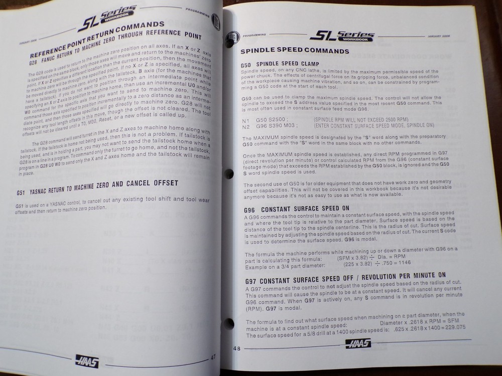 Haas SL-Lathe Training Manual 2001