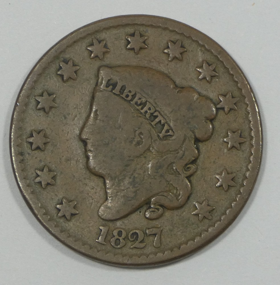 1827 Coronet Head Large Cent GOOD 1-Cent