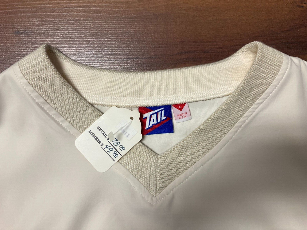 VTG TAIL Golf Mens Large Windbreaker Pullover Beige NWT Side Pockets