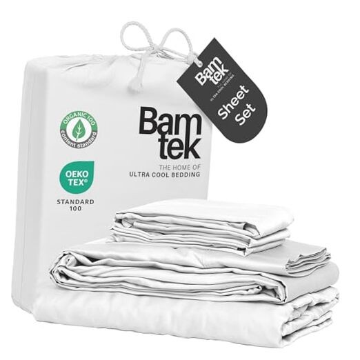 100% Viscose from Bamboo Sheets Size, Super Soft Bedding Set, 4PC Full White