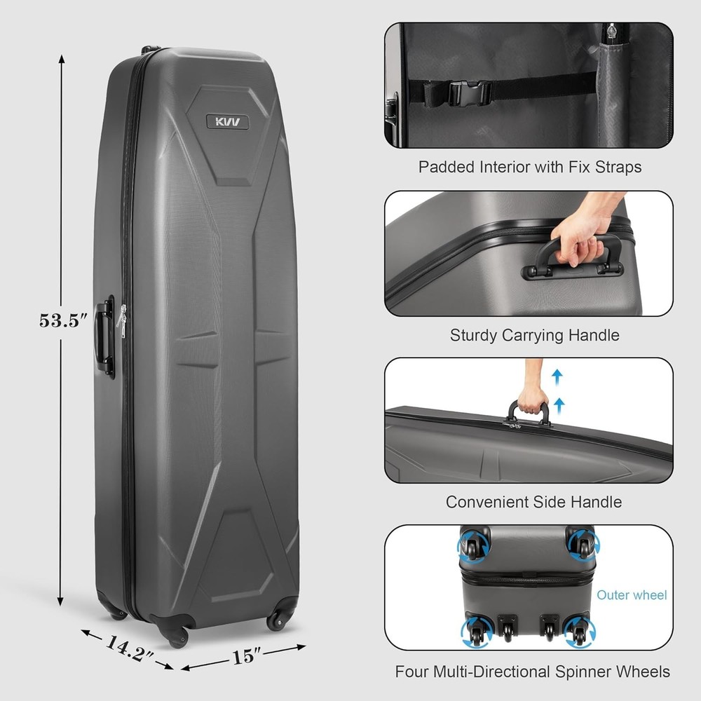 KVV Solid ABS Shell Hard Sided Golf Travel Case， USED
