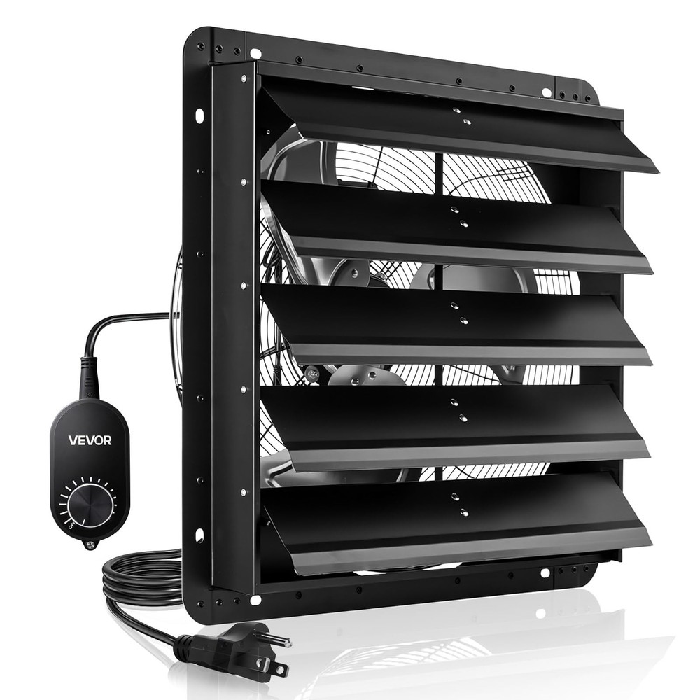 20" Wall Mounted Exhaust Fan with Variable Speed, 3000 CFM, Automatic Shutter, V