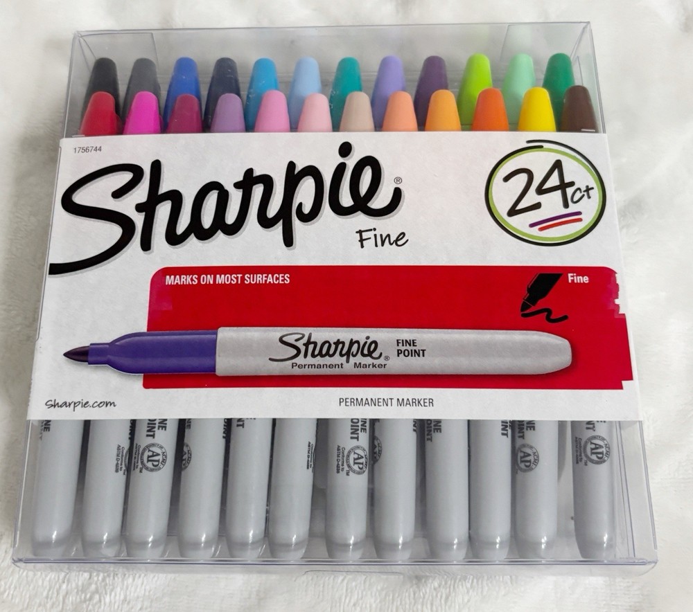 Sharpie Permanent Marker 24 Color Count Pen Set, Fine Tip