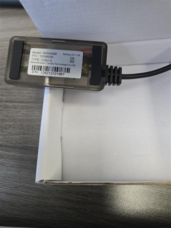 Castles Technology VEGA3000 USB Power/Data Cable Adapter – Model V328-A2 | 5V 2A