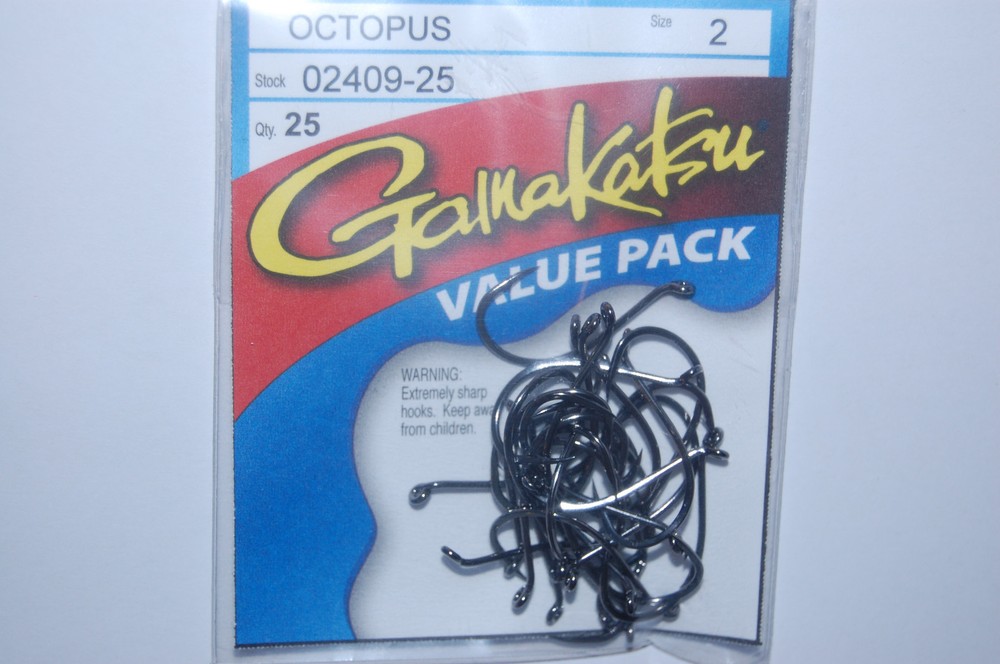 gamakatsu octopus hooks size 2 25 per pack 02409-25 value pack