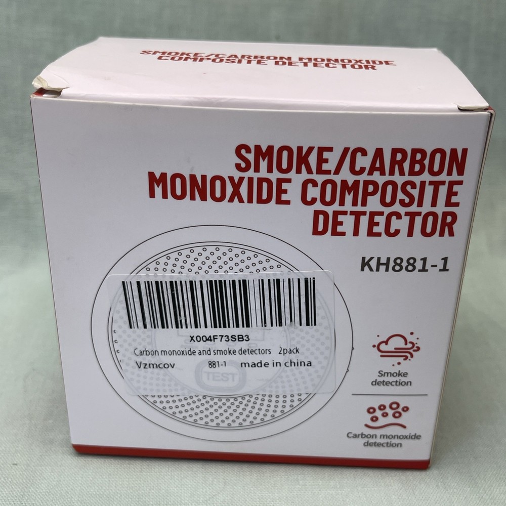 Smoke Carbon Monoxide Composite Detector KH881-1 Alarm Sensor 2 Pack White