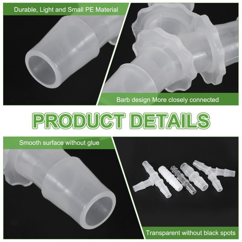 8pcs Plastic Barb Fitting, 1/8"x1/8" Y Shape Tee Pipe Fitting, Clear