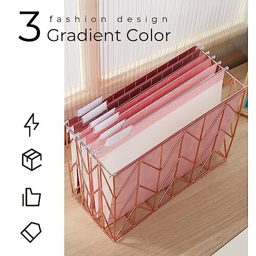 6 Pack Gradient Hanging File Folders Letter Size Decorative Hanging Folder