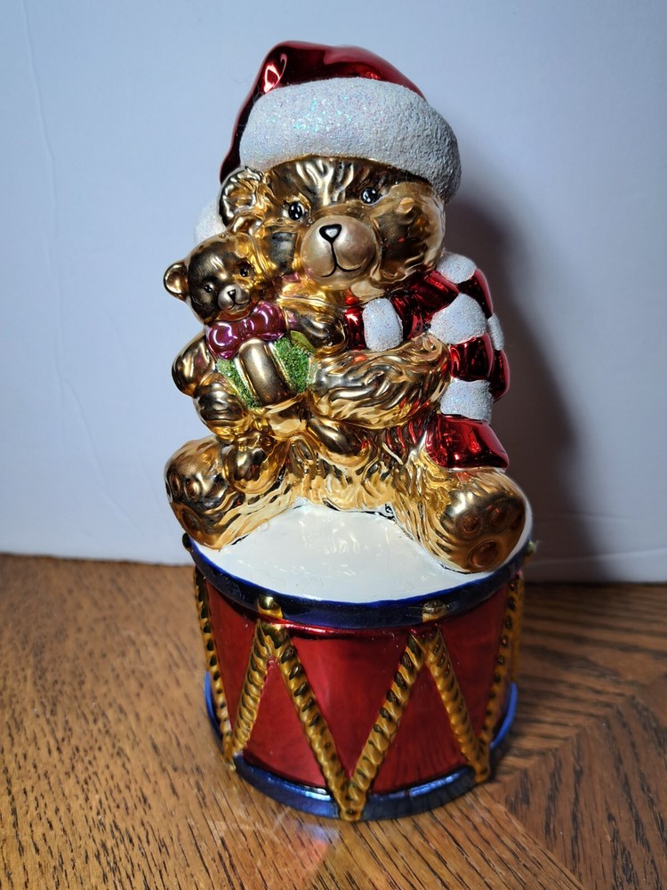 CHRISTOPHER RADKO BEAR ON DRUM TRINKET BOX