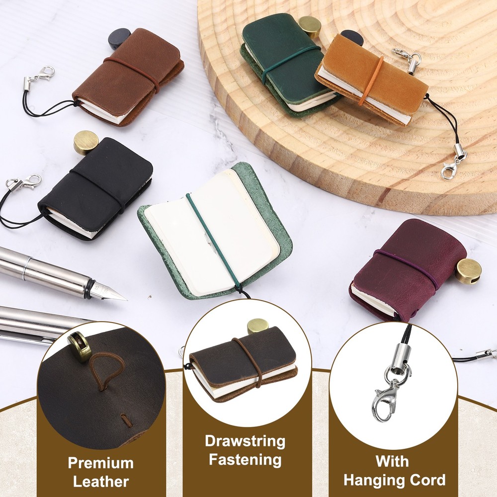 Miniature Notebook, 1.9x1.3" Leather Pocket Tiny Notebooks, Coffee