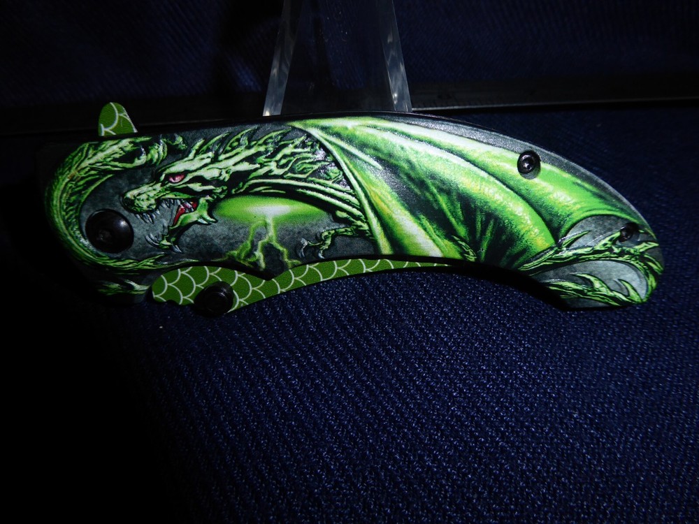 Rite Edge Green DRAGONSCALE FOLDER FOLDING KNIFE SPRING ASSISTED #300551